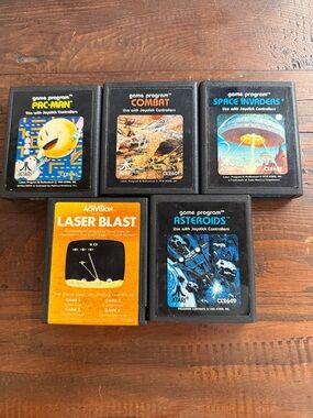 Atari 2600 Game Lot Pac-Man Space Invaders Asteroids Combat Laser Blast Untested